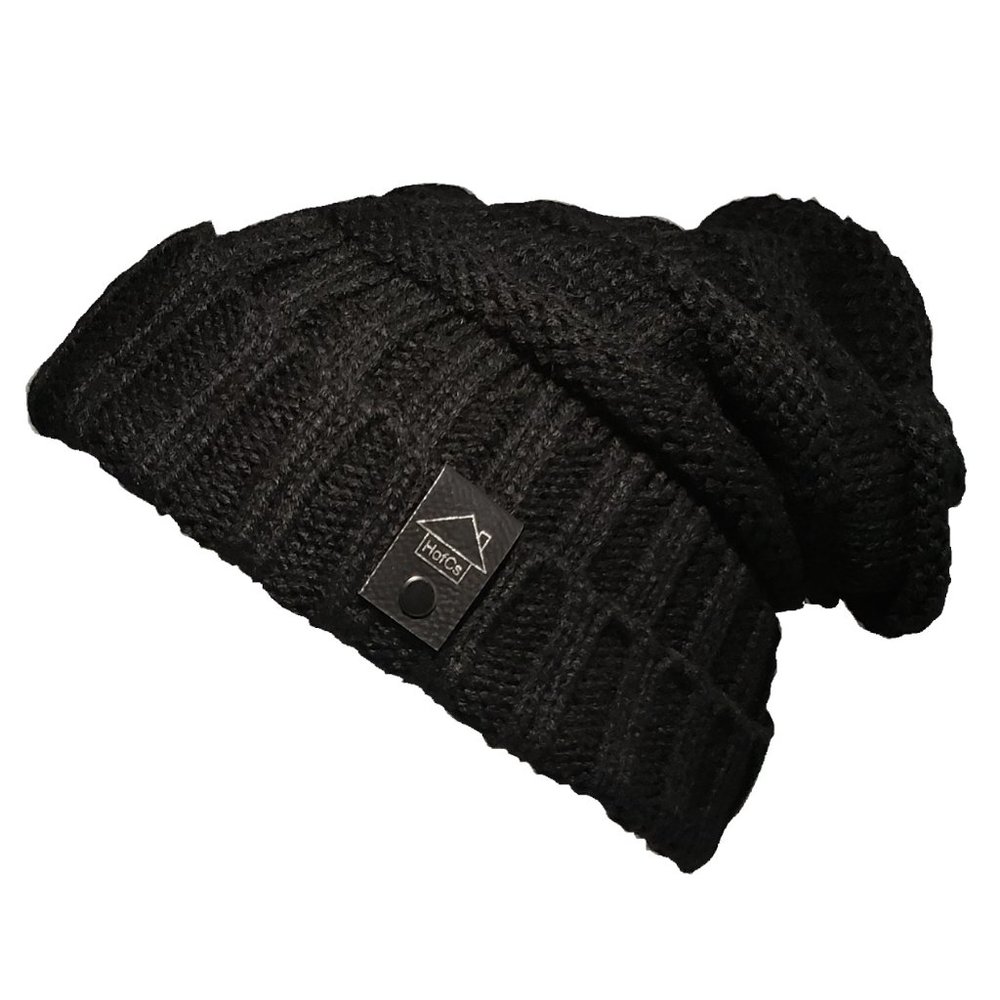 HofCs 1 Pack Adult Knit Hat (Black with Black Tag)